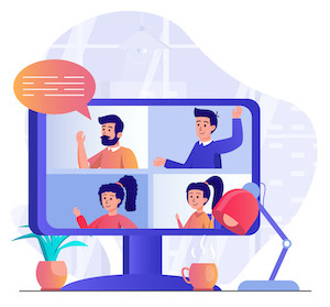 Set Video Conference Flat Design Concept Illustration People Characters